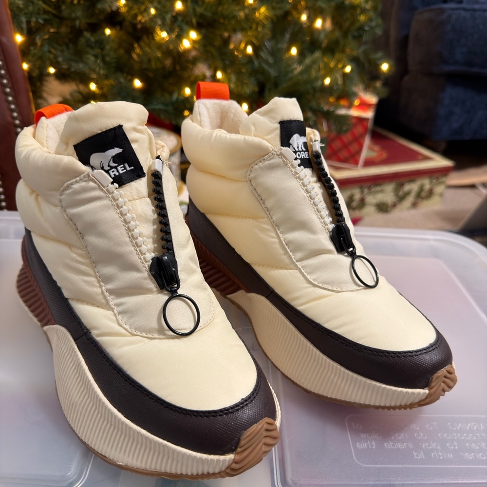 Sorel Cream and Brown Winter Boots